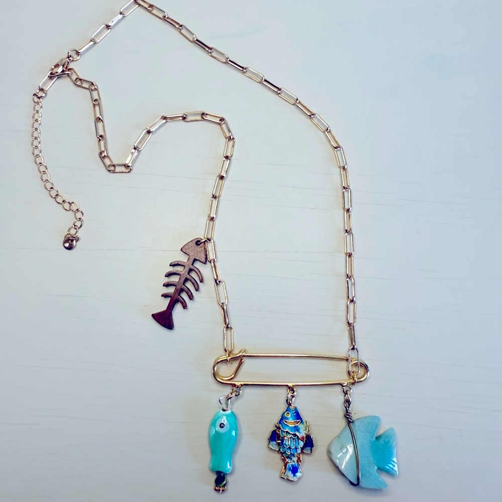 Cloisonné Fish Charm Necklace #45